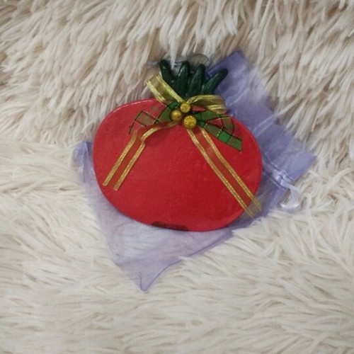 Handmade hanging pomegranate charm with clay and painted