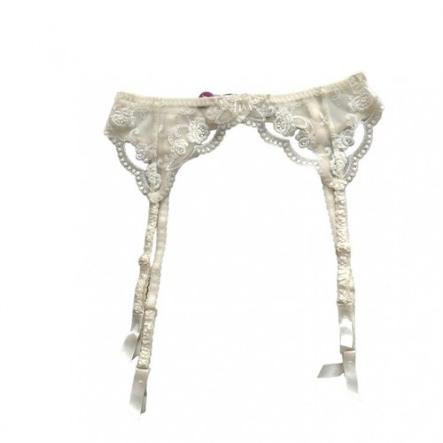 Ivory garter size S new with lace and bow Luna
