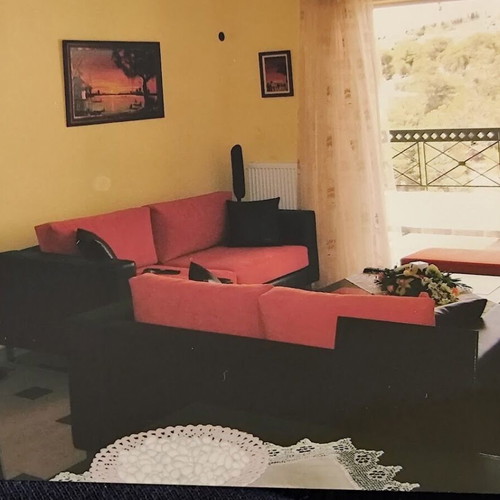 Living room set used with two-seater sofa, ottoman and coffee table