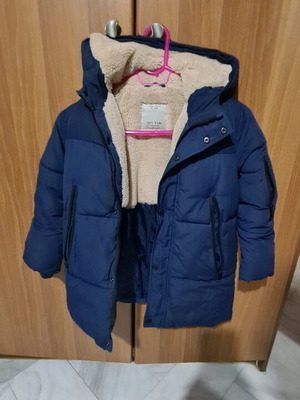 Zara Kids children's jacket blue with fur like new