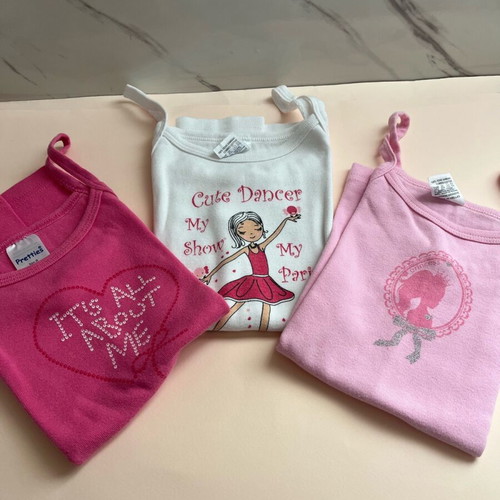 Set of three pink and white T-shirts for girls 7-8 years like new