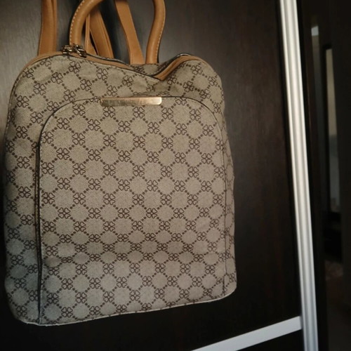 Women’s backpack bag used, faux leather with three compartments
