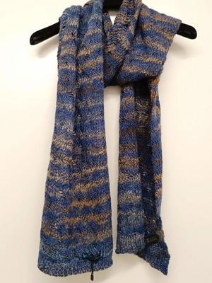 Unisex Paolo da Ponte scarf new, merino wool, blue and brown