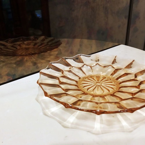 Art Deco crystal serving platter large, like new