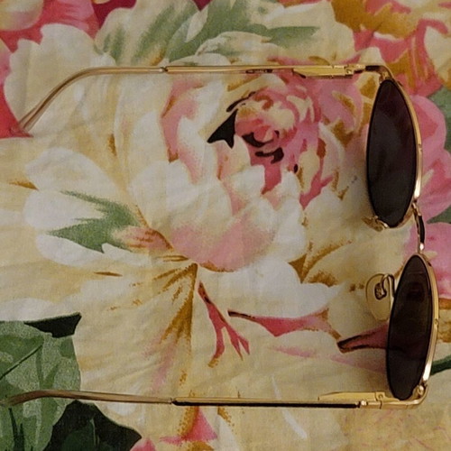 Diego dalla Palma vintage leather sunglasses, gold and black