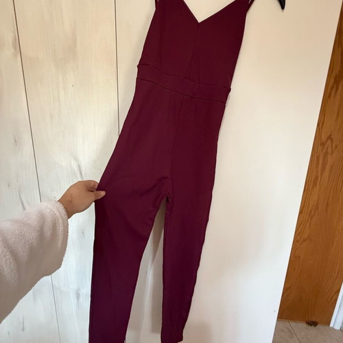 Bershka Bordeaux Jumpsuit size S with Open Back new