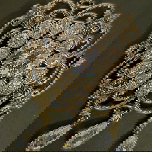 Καρφίτσα ασημένια Oxette με διαμάντια 925°, καινούργια