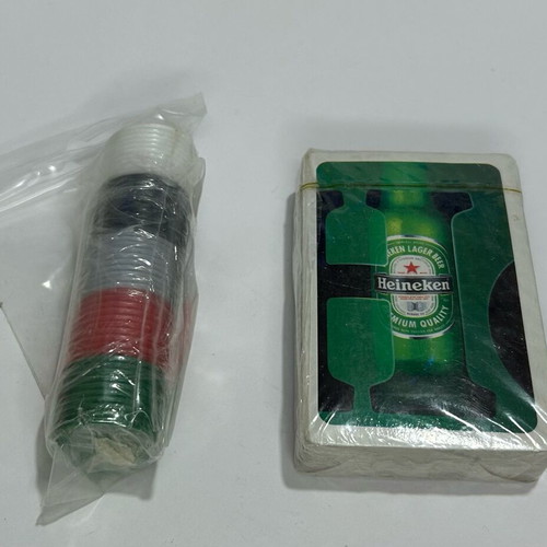 Heineken playing cards with chips sealed new