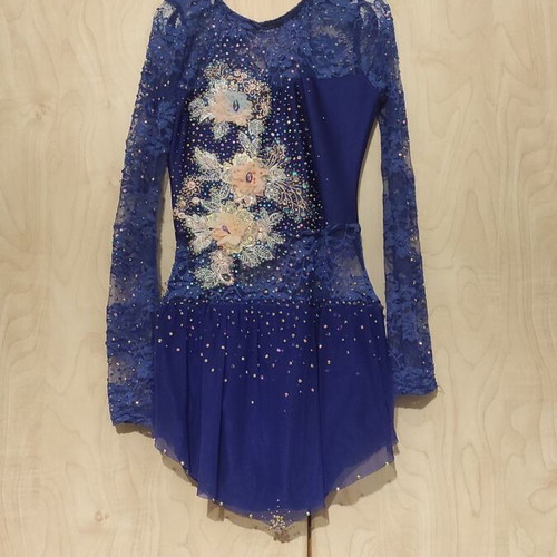 Handmade rhythmic gymnastics leotard like new, blue, age 8-9