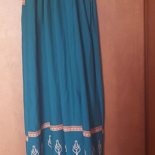 Boho maxi dress dark green petrol with ethnic paisley patterns like new