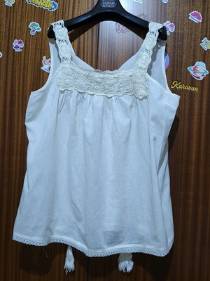 Τοπ Guy Laroche boho λευκό με δαντέλα, 100% βαμβάκι, σαν καινούργιο