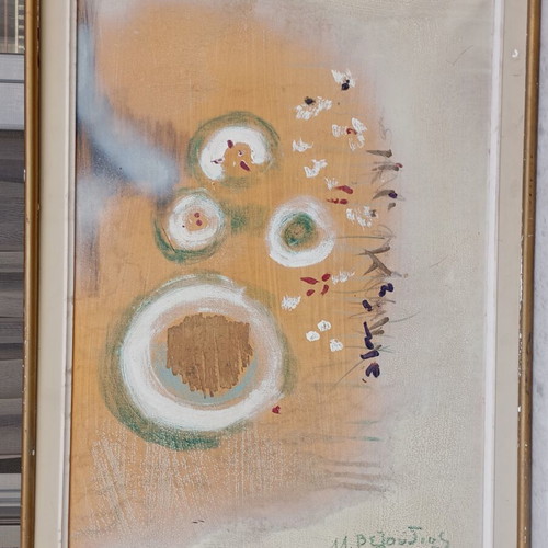 M. Veloudiou abstract oil painting diptych on canvas