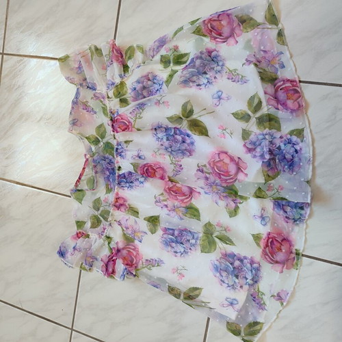 Mayoral floral chiffon tunic and pink pants set for girls