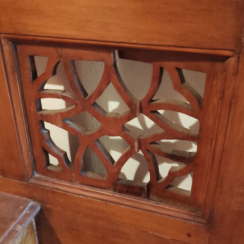 Antique portmanteau used with Art Nouveau mirror