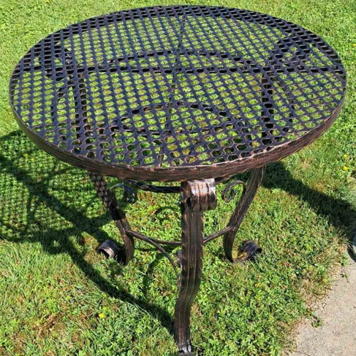 Garden table wrought iron new, handmade with copper patina