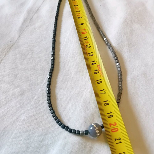 Necklace with hematite beads new, gray shades