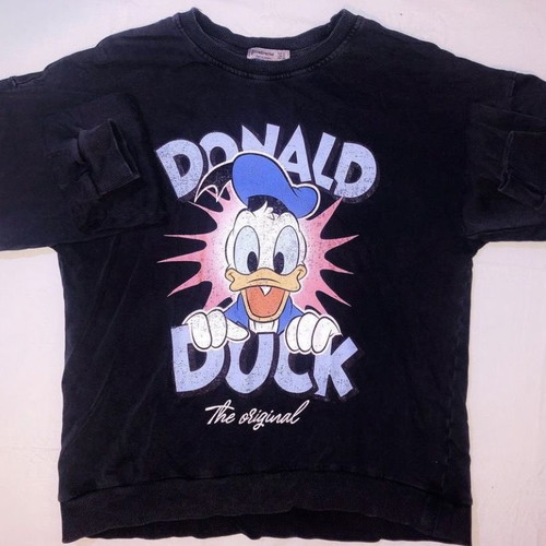 Stradivarius sweatshirt used, black, size S with Donald Duck