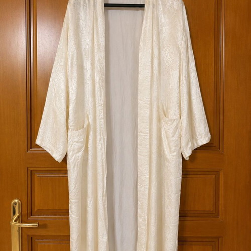 Esme Kimono new, 100% pure silk, white, XL–2XL