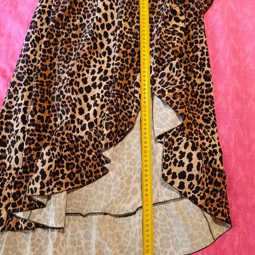 Maxi leopard skirt with ruffles, asymmetrical