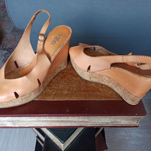 Sandali Capri leather sandals with cork used, beige size 38