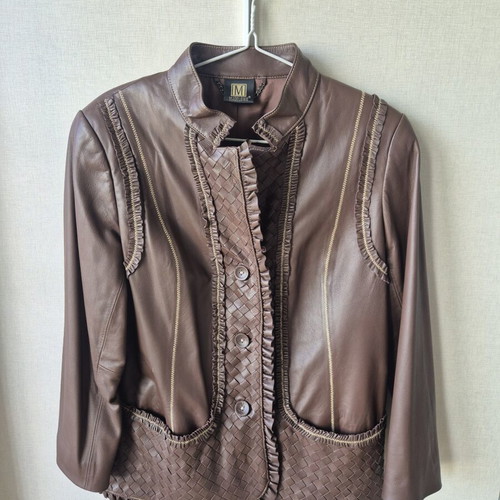 Madeleine leather biker jacket like new, brown