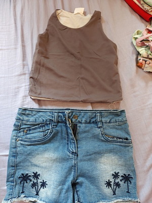 Orchestra kids' shorts and reversible blouse used, size 6, blue