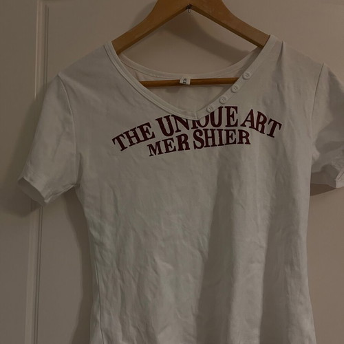 T shirt Abysse new, white with red print, size S