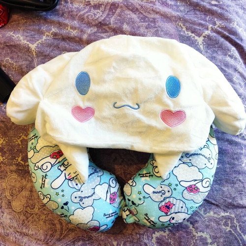 Sanrio Cinnamoroll airplane neck pillow with hood
