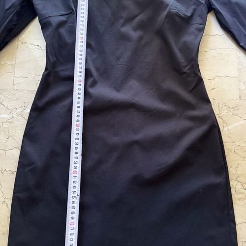 Stradivarius short black dress with long sleeve and square neckline, size L