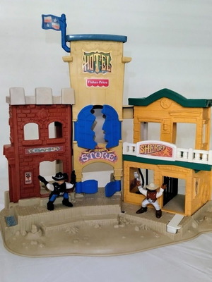 Fisher-Price Great Adventures Wild Western Town playset with 2 figures, 1996