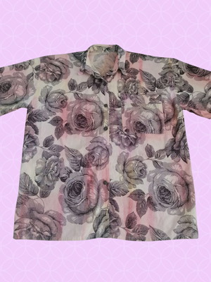 Vintage short-sleeve shirt like new with floral watercolor design