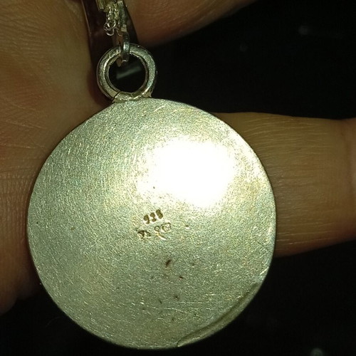 Car Amulet Saint Christopher embossed silver 925 with 950 chain like new