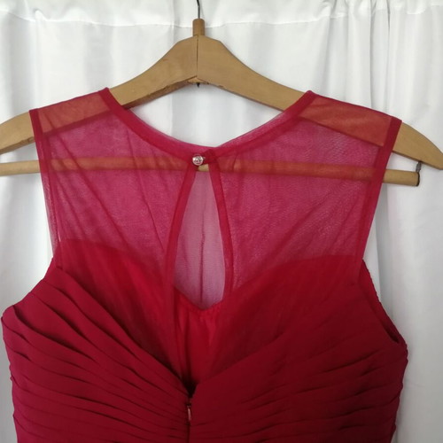 Red chiffon short party dress, size M