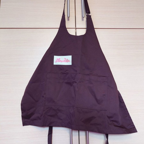 Barista apron large with print and pockets, coffee color, like new