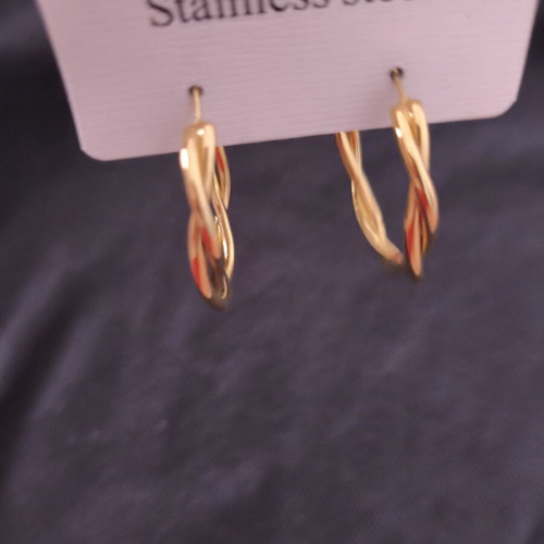 Gold Hoop Earrings braided stainless steel new