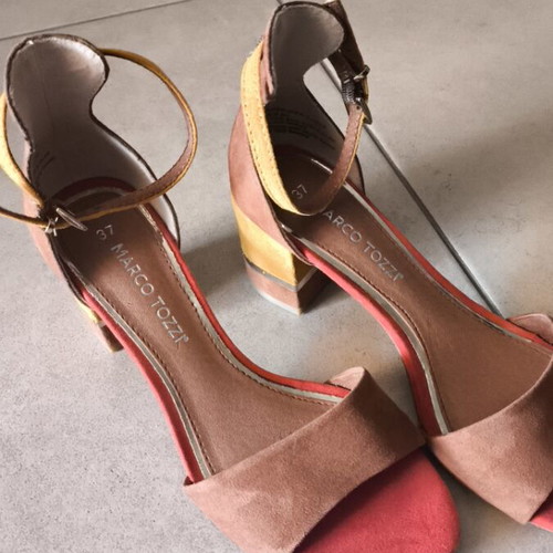 Marco Tozzi suede sandals size 37 like new, comfortable 6cm heel