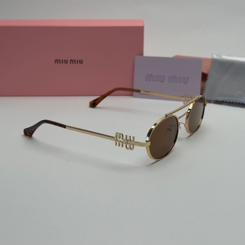 MiU MiU Women's Oval Sunglasses Black Brown Gold New UV400 Protection