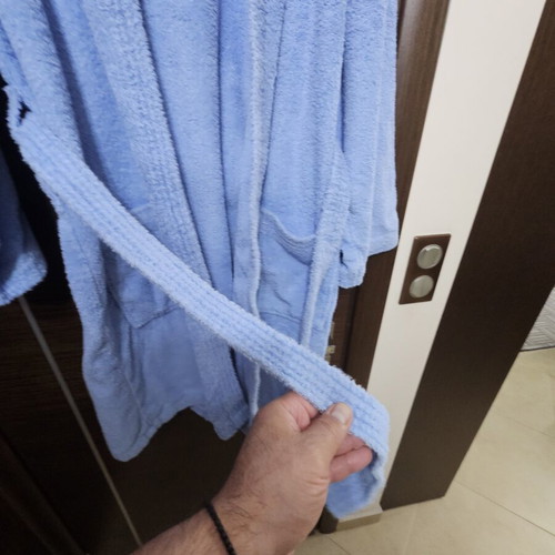 Klotsotiras men's bathrobe used, hooded, size M-L