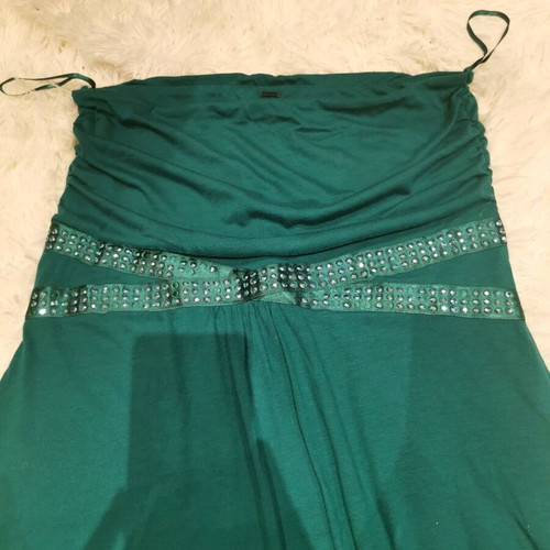 Strapless long blouse used, blue and green, size L
