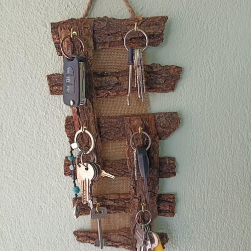 Handmade wall stand for keys from tree bark new