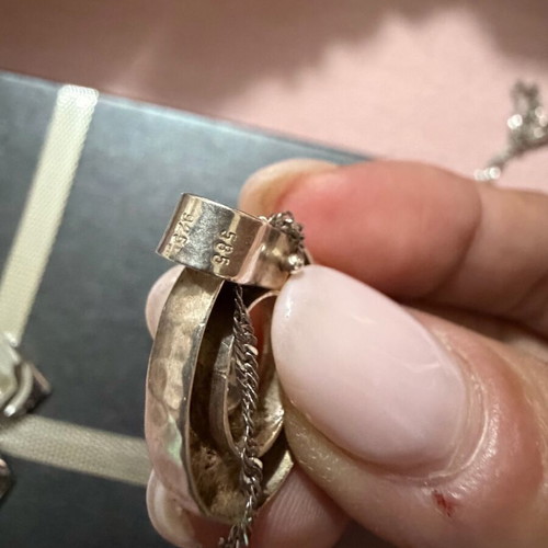 Necklace white gold 585 and silver 925 with zircon, like new