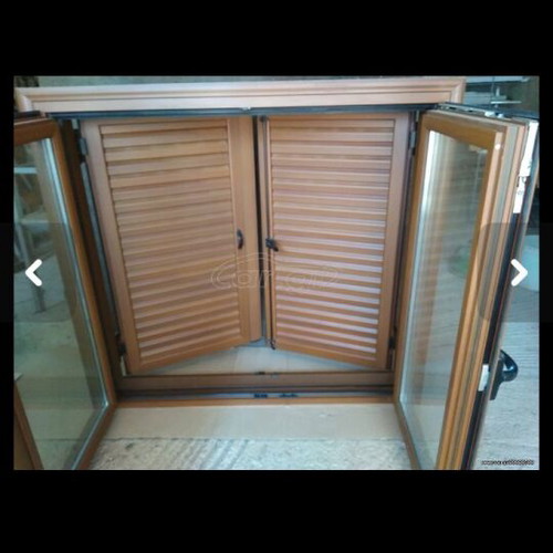 Aluminum Window with Thermal Break, Double Glass, Wood Walnut Color