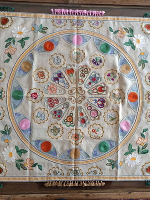 Vintage Χειροποίητο Καρέ Folk Mandala Style Καινούργιο