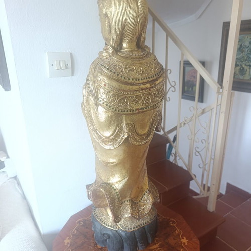 Guanyin Wooden Gilded Statue 80cm used, vintage