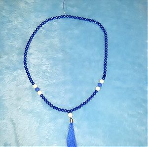 Blue tassel long necklace
