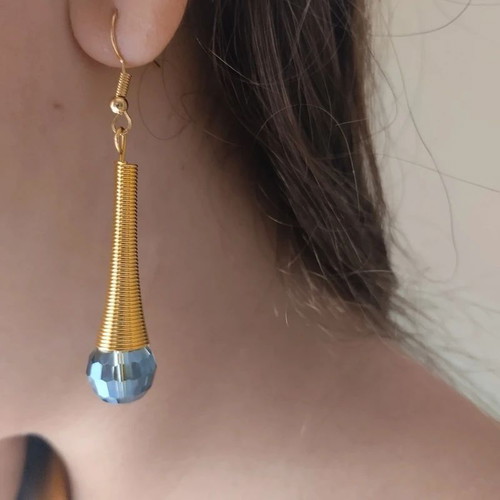 Dangle blue earrings elegant summer style