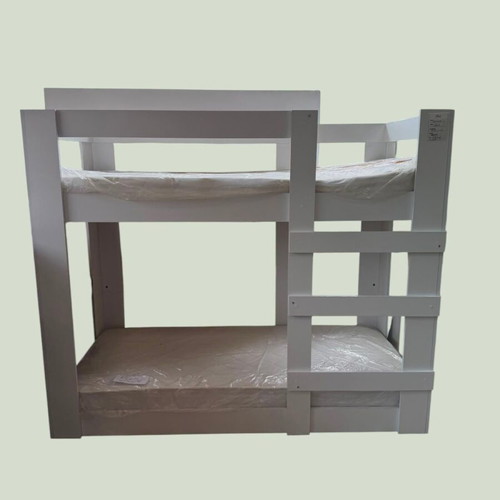 White MDF Bunk Bed 200x100cm with Ladder, New