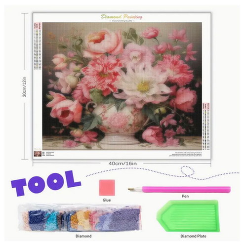 Diamond embroidery pink flowers new kit for crafting
