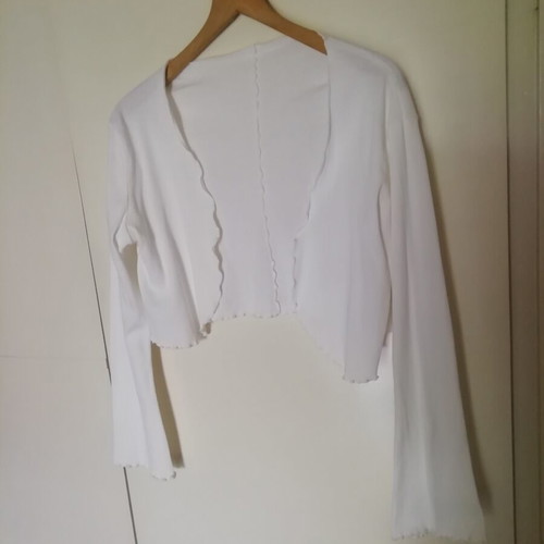Elegance bolero crop tops, cotton ribbed, white and grey, size L