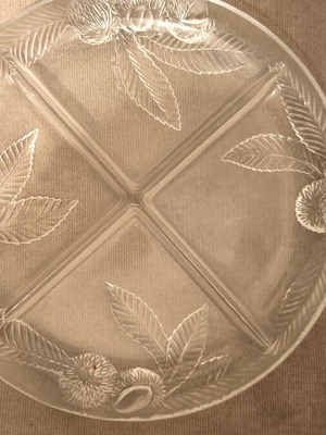 Glass serving platter with compartments for nuts like new